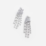 SQUARE CRYSTAL DANGLE EARRINGS Self-portrait SS26-633E-SL-SILVER