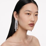 SQUARE CRYSTAL DANGLE EARRINGS Self-portrait SS26-633E-SL-SILVER