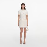 CREAM BOUCLE LACE TRIM MINI DRESS Self-portrait PF26-002SB-C-CREAM