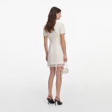 CREAM BOUCLE LACE TRIM MINI DRESS Self-portrait PF26-002SB-C-CREAM