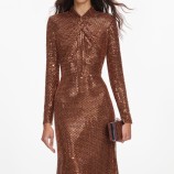 ROCHIE MIDI CU STRASURI Self-portrait PF26-116M-BR-BROWN