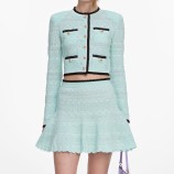 MINT POINTELLE KNIT MINI SKIRT Self-portrait PF26-072SK-G-GREEN