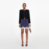 NAVY POLKA DOT SATIN MINI SKIRT Self-portrait PF26-083SK-N-NAVY