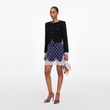 NAVY POLKA DOT SATIN MINI SKIRT Self-portrait PF26-083SK-N-NAVY