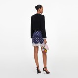 NAVY POLKA DOT SATIN MINI SKIRT Self-portrait PF26-083SK-N-NAVY