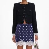 NAVY POLKA DOT SATIN MINI SKIRT Self-portrait PF26-083SK-N-NAVY