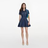 ROCHIE MINI DIN DENIM CU STRASURI Self-portrait PF26-818SA-BL-BLUE