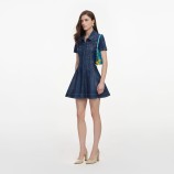 ROCHIE MINI DIN DENIM CU STRASURI Self-portrait PF26-818SA-BL-BLUE