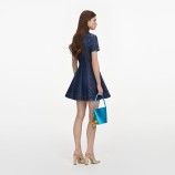 ROCHIE MINI DIN DENIM CU STRASURI Self-portrait PF26-818SA-BL-BLUE