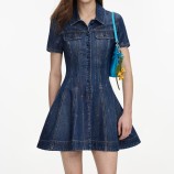 ROCHIE MINI DIN DENIM CU STRASURI Self-portrait PF26-818SA-BL-BLUE