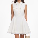 ROCHIE FĂRĂ MÂNECI DIN AMESTEC DE IN Self-portrait PF26-010SA-C-CREAM