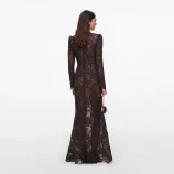 ROCHIE CU PAIETE  DIN DANTELĂ Self-portrait SC26-052X-BR-BROWN