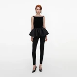 BLACK PANEL KNIT LEGGINGS Self-portrait SC26-175P-B-BLACK